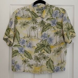 Tommy Bahama Silk Aloha Shirt Iridescent Buttons Women's Size Medium 8/10